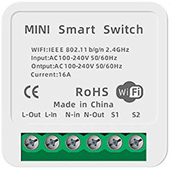Smart Switch Smart WiFi Schalter Lichtschalter Relais Modul Fernbedienung mit Smart Life, Google Home, Sprachsteuerung mit Alexa, Google Assistant, 16A (1 PCS)