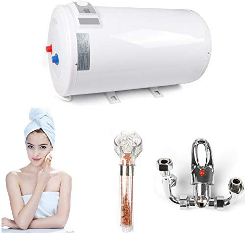 Fetcoi Caldaia per scaldabagno, 50 l/80 l, serbatoio automatico per acqua calda 2 KW, scaldabagno elettrico da parete per cucina, bagno, 30 – 75 ℃ 0,7 MPa(80 L)