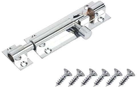 SISI UK® 75mm Door Bolt, Polished Chrome Barrel Door Bolt Lock, Door Latch with Screws, Ideal Door Locks for Internal & External Doors for Bedroom, Bathroom, Toilet, Gate, Cupboards & Cabinets
