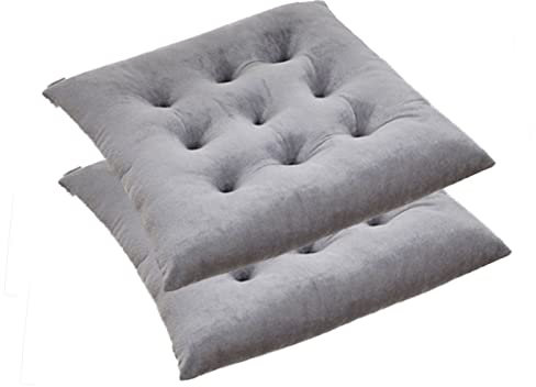 CFMZ Sitzkissen Gartenstuhl 2er Set, Stuhlkissen Bunt Set, Stuhlauflagen Garten Waschbar, Sitzkissen Stuhl Outdoor, Quadratisches StrapazierfäHiges Dick Stuhlauflagen Grau 2