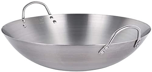 Cocina de acero inoxidable Wok antiadherente Ollas grandes de espesamiento Sartén Wok profesional grande con mango doble para cantinas, comercial-26cm