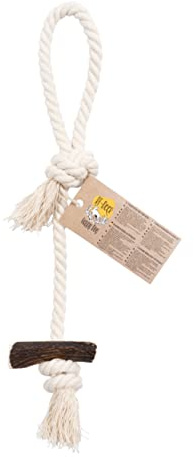 RF-Deer Kauseil für Hunde mit Hirschgeweih, Soft M, 55-60 cm, 1 Stück | Echtes Hirschgeweih mit Baumwollseil, ohne chemische Zusätze, gereinigt und geglättet, 41-70 g, für gemeinsames Spiel