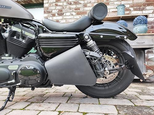 ORLETANOS CLEAN Blackline Motorradtasche kompatibel mit Harley Davidson Links Schwingentasche Tasche Motorrad Leder Bobber HD Custom Sportster Sporty Iron Biker