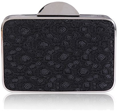 Day of Saturn Damen Elegant Klein Handtasche Clutches Spitze Hartschalentasche Abendtasche,Schwarz