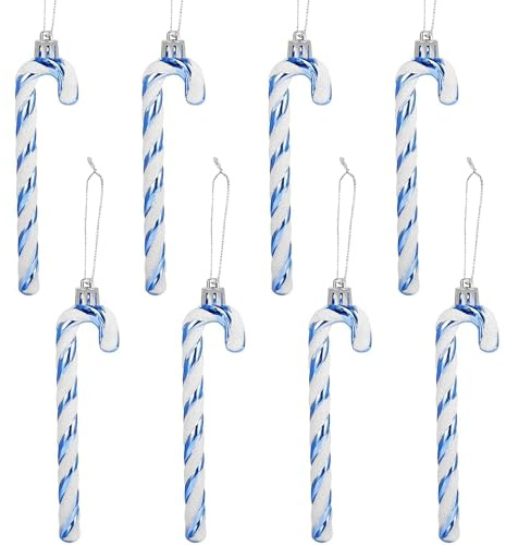 14CM Glitzer Weihnachtsbaum Deko Blau Zuckerstangen Anhänger 8 Stück Weihnachtsbaumschmuck Zuckerstange Weihnachten Deko Christbaumschmuck Baumschmuck Weihnachten