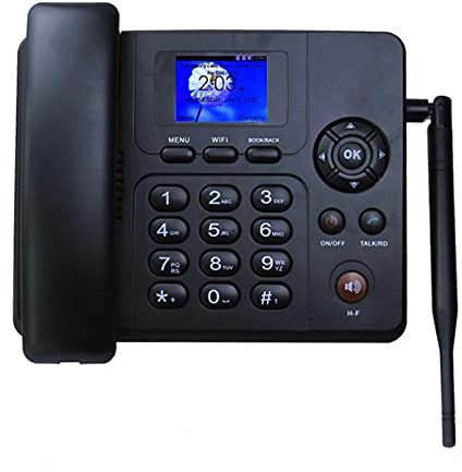 IBOWZ Téléphone Filaire Téléphone Fixe sans Fil de Bureau Noir,téléphone de Bureau GSM sans Fil,Machine téléphonique de Bureau à Fonction SMS avec Carte SIM,écran d'affichage Couleur,avec identifi