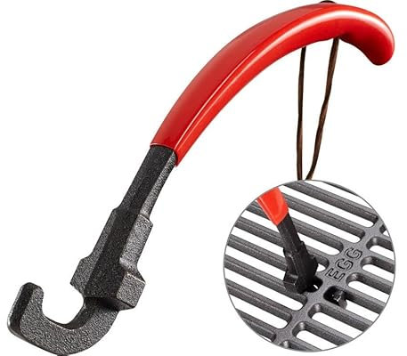 GriAddict Universal Grill Grate Lifter Tool - Hot Surfaces Handling Cooking Grid Lifter Gripper with Non-Slip and Anti-scalding Coating Handle fits Most Heavy-Duty Cast Iron and Stainless Grates
