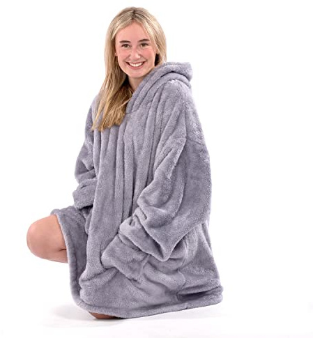 Snug Rug Wearable Blanket Hoodie - Sherpa Fleece Adults Size Hooded Hoody - Unisex (Lilac Grey)