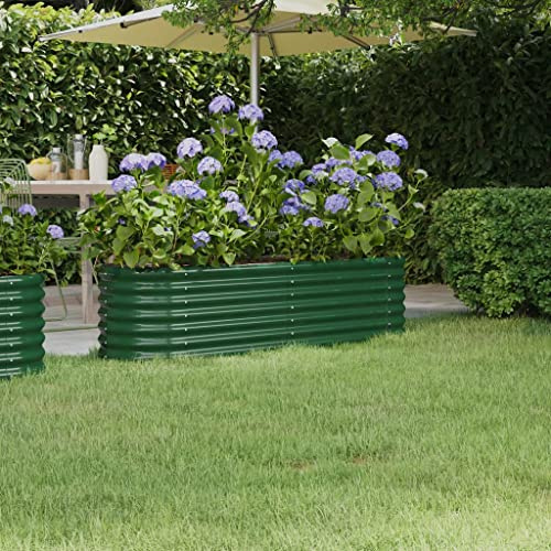 WIFESE Jardinière De Jardin Acier Enduit De Poudre 152x40x36 Cm Vert - Grande Taille, Balcon, Sur Pieds, Carré Potager, Bacs à Fleurs Extérieur