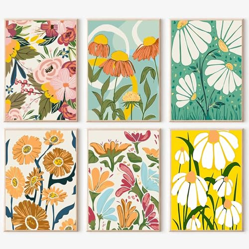YALKIN Paint by Numbers for Adults and Beginner, Painting by Number Kits On Canvas,Without Frame DIY Color Oil Painting Acrylic Paints,Home Wall Decor 6 Pack 8x12 in