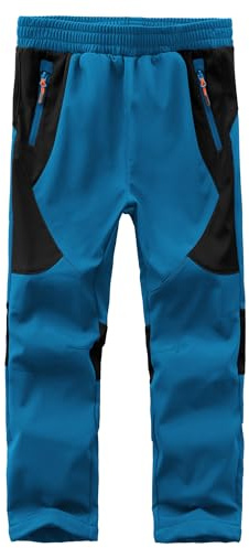 Bambini Snow Ski Pants Hiking Outdoor Impermeabile Windproof Fleece Caldo Snowboard Pants -Blue+Black-146-152
