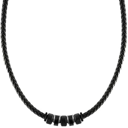 SHIEAGLELD Halskette Herren Leder, Herren Kette mit Edelstahl Halsband Anhänger, Geflochten Lederkette, Halsschmuck für Herrens Junge Teenager, Kommt in Schmuck Geschenk box