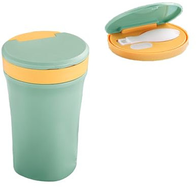 Microwave Tasse à soupe, gobelet à céréales avec cuillère, boîte de conservation avec couvercle, gobelet à yaourt, To-Go, boîte de conservation alimentaire, passe au micro-ondes, 400 ml (vert)