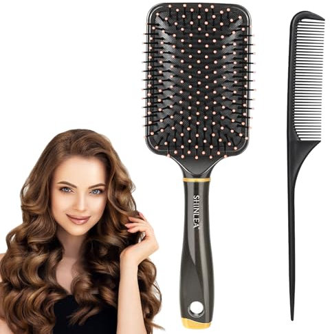 SHINLEA Detangler Hair Brush Set, Large Paddle Cushion Hairbrush for Blow Drying & Detangling, Massaging Scalp Hairbrush for Men Women Kids, Reducing Tangle and Hair Breakage, Promoting Hair Growth