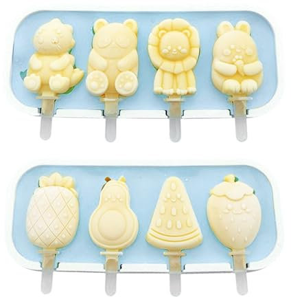 Zasjon 2 Pezzi Stampi per Ghiaccioli in Silicone Stampi per Gelato con 12 Stecco, Senza BPA Riutilizzabile DIY Formine per Stampi Ghiaccioli Bambini, Stampi Gelato per Ghiaccioli, Dessert, Yogurt