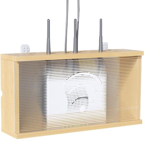 Router-Regal, WLAN-Router-Aufbewahrungsbox, Wandmontage-Kabel-Organizer, Router-Organizer-Aufbewahrungsbox, WLAN-Box zum Verstecken von WLAN-Router und Kabeln (Legno)