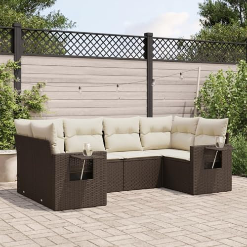 SECOLI Gartenmöbel-Set, Balkonmöbel aus PE-Polyrattan, Terrassenmöbel, Ecksofa Garten Balkonlounge Polyrattan Lounge Gartenlounge Terrassenmöbel Braun 6-tlg-Type-273