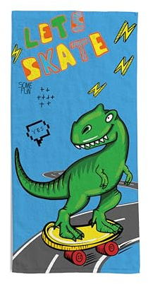 hermet Dinosauri, Telo Mare Bambino, 70x140 cm, Asciugamano da Spiaggia o Piscina con Disegni di Dinosauri, 100% Morbido Cotone, Leggero e Pratico