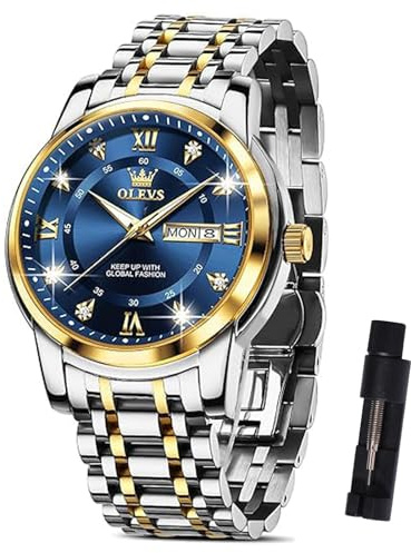 OLEVS Metallarmband Uhren Herren mit Datum Lässiger Großes Zifferblatt Herrenuhren Leuchtende Klassisch Quarz Analog Armbanduhr Damen Edelstahl Geschenke für Männer