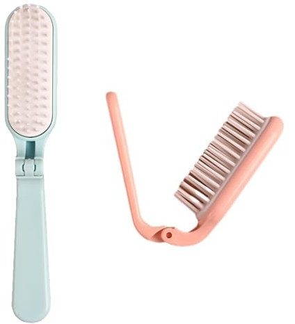 2Pcs Double Headed Anti-static Pocket Hairbrush Lightweight Folding Hair Brush Compact Travel Hair Brush Mini Foldable Pocket Brush for Girls Women Men