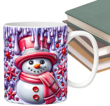 -Weihnachtsbecher, 350 ml, Keramik, Biertrinkbecher, Reise-Eiswasserbecher für Milch, Eiswasser, Saft, Kaffee, Tee