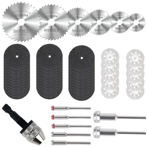 Schneidräder, 60 Stück Diamant Trennscheiben, Trennscheiben Set für Dremel Zubehoer, Mini Diamant Schneidscheiben für Kunststoff, Stein, Metall, das Schneiden von Holz