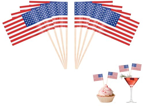 Palillos de dientes, decoración de países, banderas de cóctel, cupcakes, pinchos de frutas, papel de estraza colorido, diferentes banderas de comida para fiestas, fiestas (América)