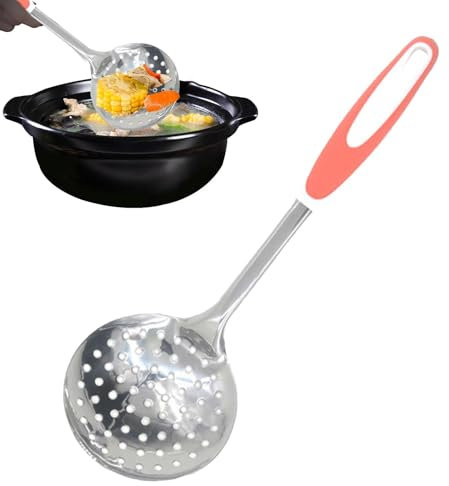 Gvblkq Stainless Steel Skimmer, Slotted Skimmer Spoon, Colander Skimmer Strainer, Large Cooking Skimmer, Frying Skimmer Spoon, Strainer For Hot Pot, Stainless Steel Kitchen Tool,