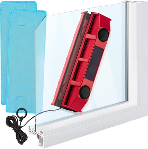 Magnetic Window Cleaner | for Single-Glazed Windows 0.1-0.3 ONLY | Double-Sided Cleaning | 3M Anti-Fall Rope