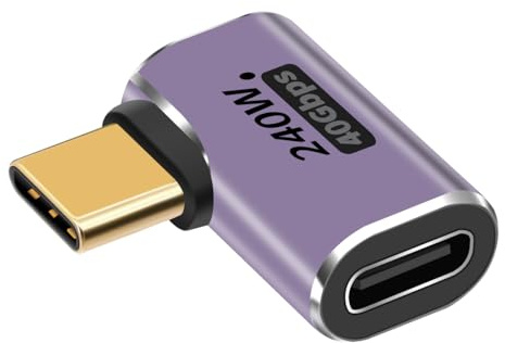HUHANGGod 40Gbps USB C Adapter, 90 Degree USB C Male to Female Extender | 240W PD, 8K@60Hz, Compatible with Thunderbolt 3/4, Switch, iPad, MacBook, 1 Piece (Right Angle)