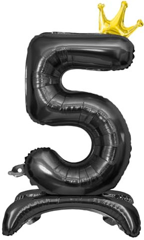 Luftballon 5. Geburtstag, Stehend Folienballon 5 Zahlen Luftballon Schwarz 32/81cm Folienballon Geburtstag Deko Junge Mädchen