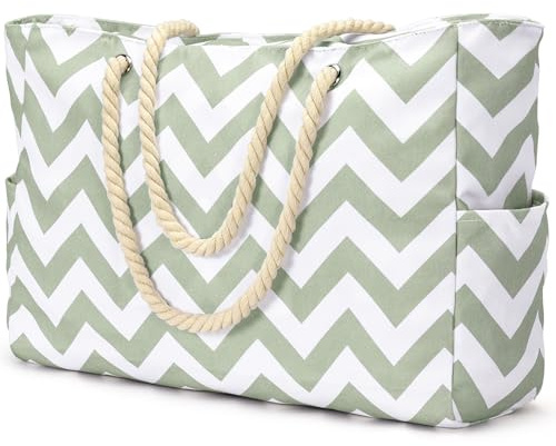 oscaurt Strandtasche Badetasche XXL Tote Bag Shopper Tasche Damen Handtasche Faltbare Beach Bag mit Reißverschluss Einkaufstasche Saunatasche Weekender Damen Umhängetasche