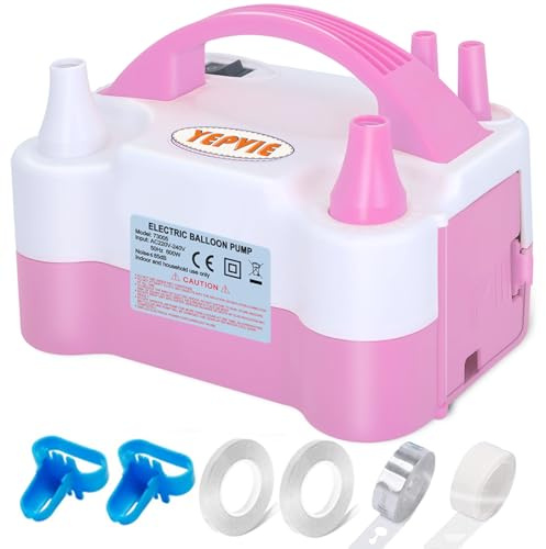 YEPVIE Electric Balloon Pump UK, Portable 2 Modes Balloon Inflator with 6 Balloon Arch Kits, Electric Air Pump for Balloons, Professional Electric Balloon Blower Machine for Birthday Party Decoration