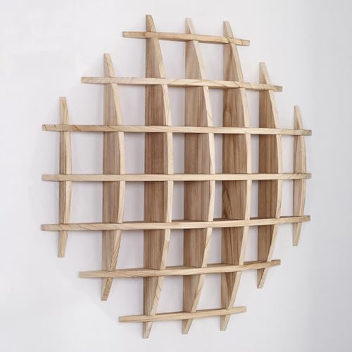QTQHOME Kaffeetassen-Display, Wandmontage, Massivholz, chinesische Kugel, Tassenhalter, Tassenhalter, Tassenregal für Wand, Wohnzimmer, Küche, Büro (120 cm, Holz-Multigrid)
