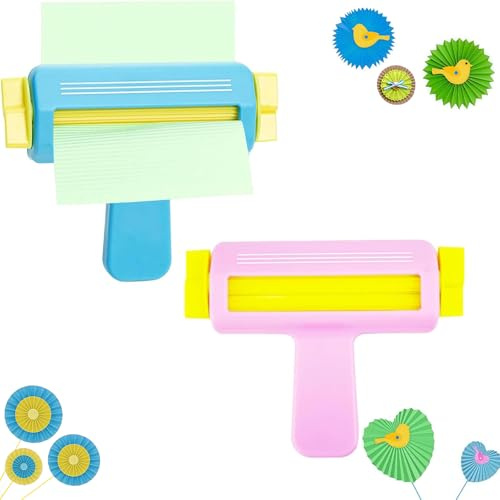 ​Papiercrimper, 2er Set Einfach zu Bedienen mit Farben Blau und Rosa + Wellpappenmaschine, Handwerkzeug für Papier + für DIY Kunsthandwerk, Scrapbooking, Kartenmaterial und Dekoration Machen​​