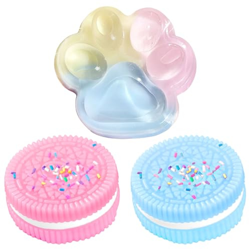AWAVM Set med 3 squishy anti-stress 2 squishy kex kawaii 1 leksaker squishy katttass Yoyo Mochi Squishy present söt födelsedag fest eller jul sensorisk leksak dekompression barn vuxen