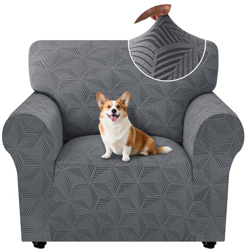 Ystyle Elástica Funda Sofa 1 Plaza, Universal Fundas De Sofa con Reposabrazos, Couch Cover Antiarañazos Antideslizante, Protector Sofa Antimanchas Ajustables, Anti Perros Gatos, Gris Claro