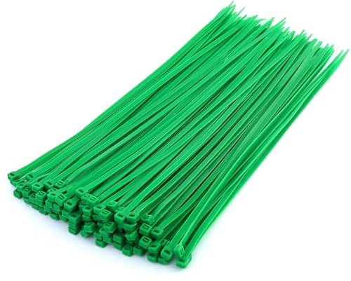 DAVIDJAMESCLARKE Lot de 120 serre-câbles en nylon verts, 5 x 300 mm, serre-câbles universels pour fils, cordes, colis, plantes, maison, jardin, bureau