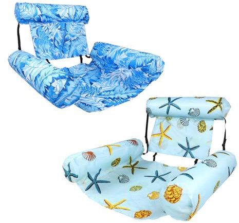 Inflatable Swimming Pool Floats Toys Adult, Foldable Portable Floating Lounge Chairs Rafts with Pump Heavy Duty Blow Up Pool Noodles for Summer Water Beach Lake Fun