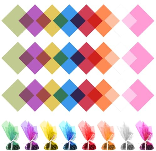 120 Hojas de Papel Celofan Colores, 19 x 19 cm Papel Celofán Transparente