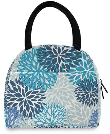 OWFKAY Bolsa de almuerzo para mujer, bolsa de almuerzo aislada, contenedor de almuerzo abstracto, azul dalia