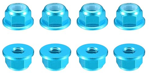 sourcing map Nylon Insert Hex Lock Nuts, 8pcs - M3 x 0.5mm Aluminum Alloy Self-Locking Nut, Anodizing Flange Lock Nut for Fasteners(Sky Blue)