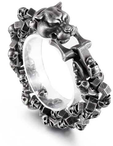 Klapgo Men's Stainless Steel Skull Panther Bracelet Heavy Metal Rocker Jewelry for Biker Motorcycle Punk Vintage Rock Gothic Bracelet for Men Gift for Him Halloween