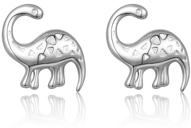 Shuxin Pendientes de tuerca de plata para niños y niñas, aretes de tiranosaurio y brachiosaurio para niños, regalos de dinosaurio para niños