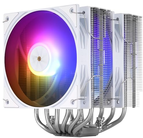 TR-Thermalright Peerless Assassin 120 ARGB White V3 CPU-kylare, dubbelt torn med 6 värmerör. Levereras med vitt topplock, två 120 mm PWM-fläktar 2000RPM, för AM5/AM4, Intel lga1851/1700/1150/1151/1200