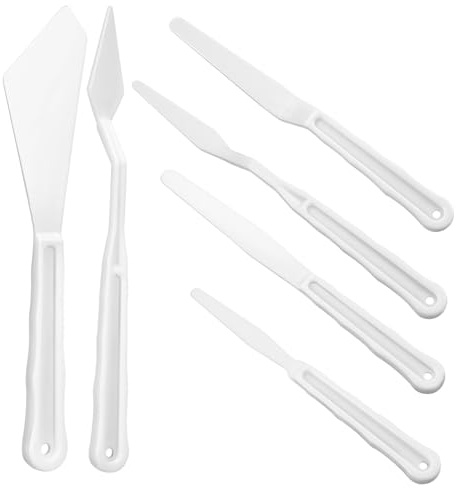 UTHCLO Espátulas para Pintura al Óleo y Paleta 6 Piezas Plástico Transparente Herramientas para Artistas Mezcla Colores Pintura Óleo Uso Artístico Profesional