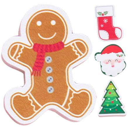 EPIGEIST 4 Stück Teiliges Weihnachts Geschirrspülschwämme Wiederverwendbare Weiche Reinigungsschwämme mit Lustigen Motiven Dicke Küchen Putzschwämme für Sanfte Effektive Reinigung im
