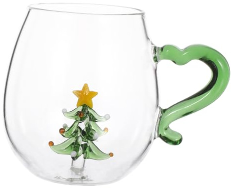 CIYODO Taza Figura de Árbol de Navidad para Bebidas Calientes y Frías Copa de Vino Temática Festiva para Fiestas y Regalos Navideños