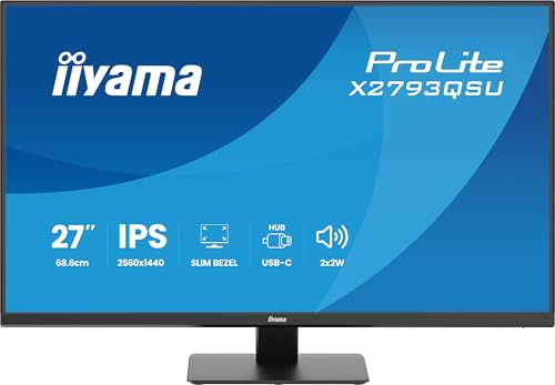 iiyama ProLite X2793QSU‑B1 68.5 cm 27 inch IPS LED Monitor QHD HDMI DP USB 2.0 Slim‑Line Adaptive Sync Energy Class D black