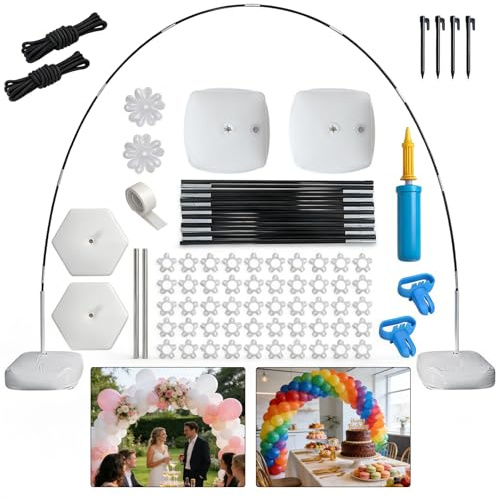 Kit per arco di palloncini riutilizzabile, larghezza 3,7 m, regolabile, set di 30 clip per palloncini, 2 strumenti per cravatta con base fissa rotante per matrimoni, lauree, compleanni, decorazioni